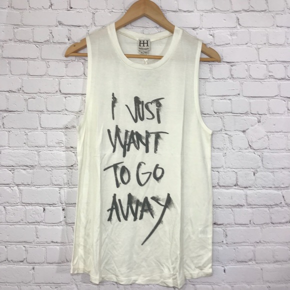 NWT Haute Hippie Muscle Tee Distressed Graphic Punk Ivory Tank Top Super Soft - Picture 3 of 8